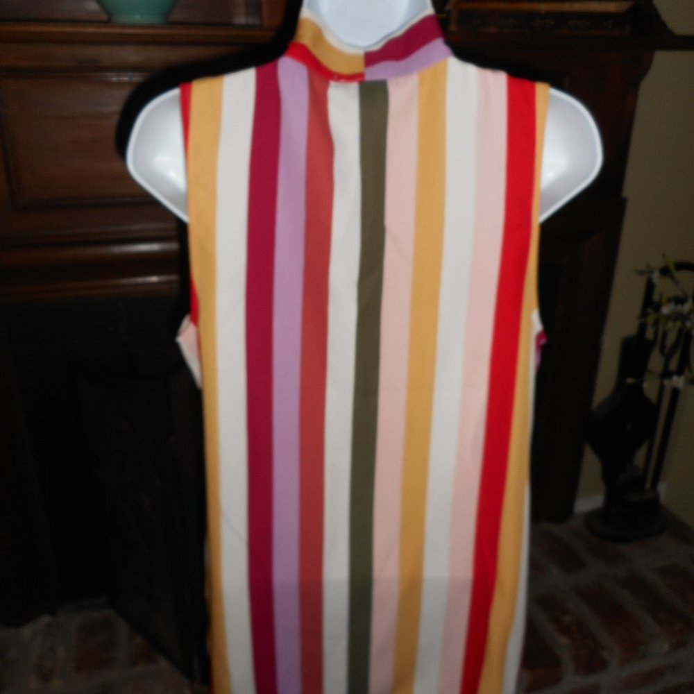 $10 items are BOGO Free NWOT Retro style stripe pussybow blouse, M - Picture 4 of 7